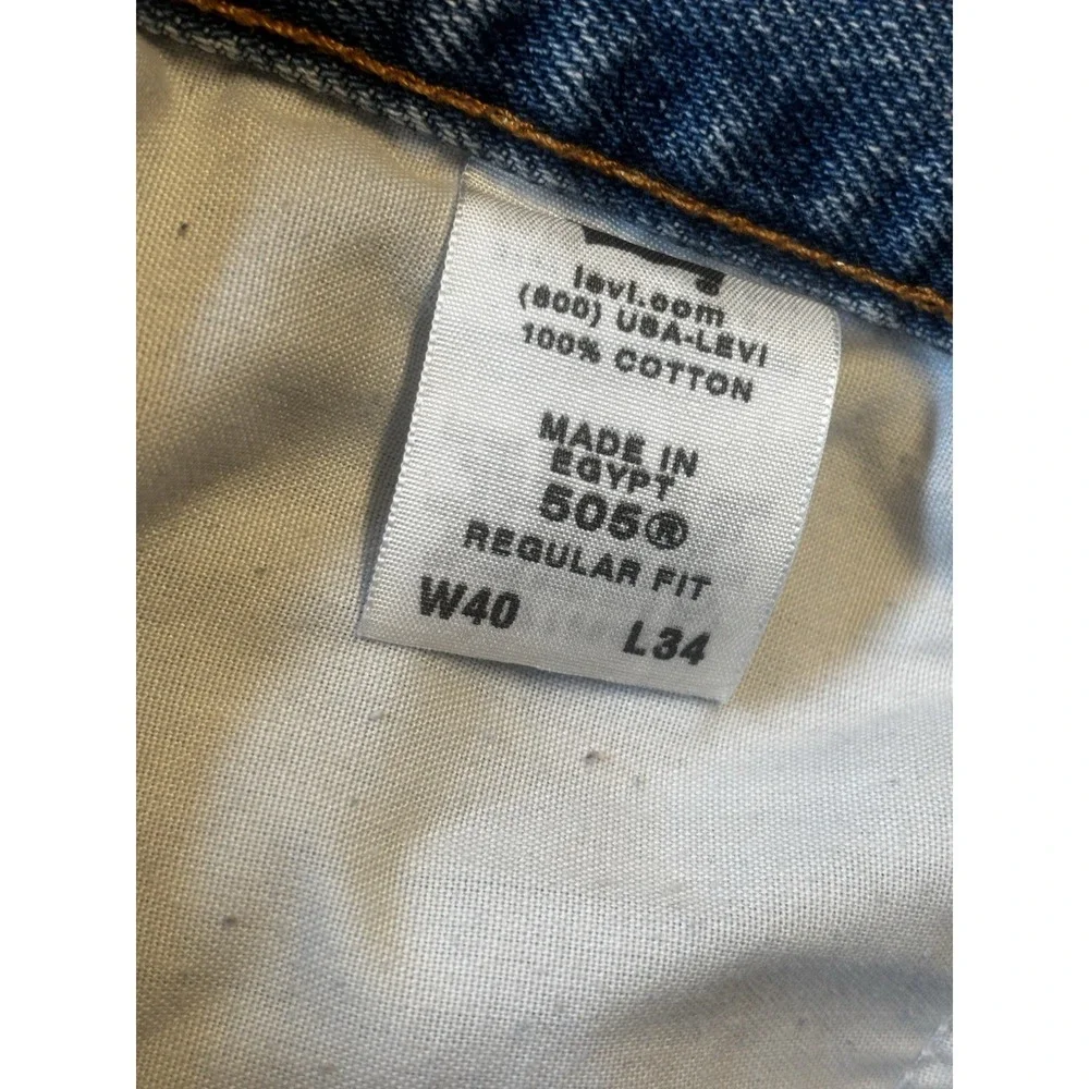 Levi's 505 Regular Fit Jeans Mens 40x32 Blue‎ Flex Denim Workwear Hemmed